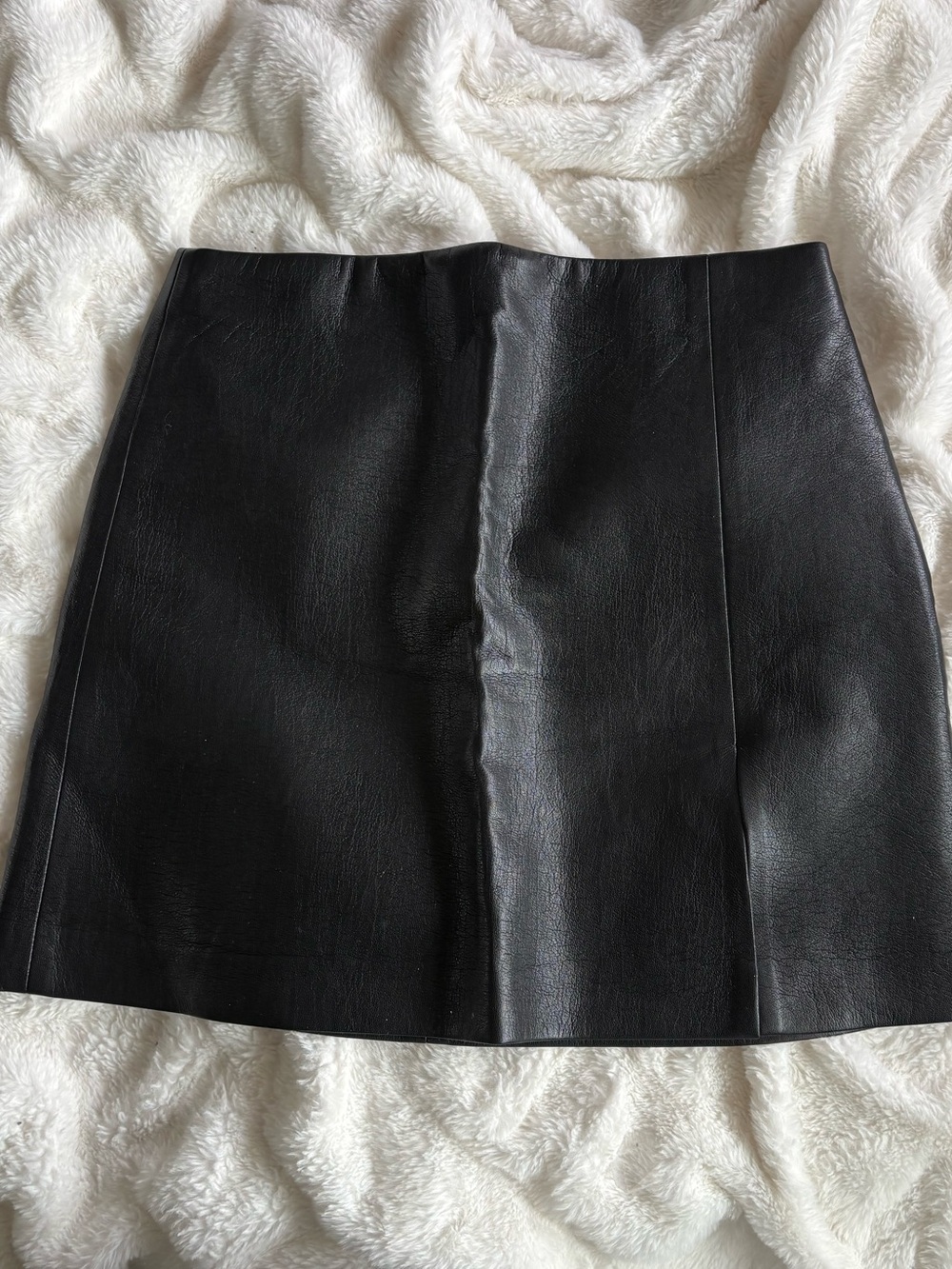 Sunday Best Black Faux Leather Mini Skirt with Panel Detail